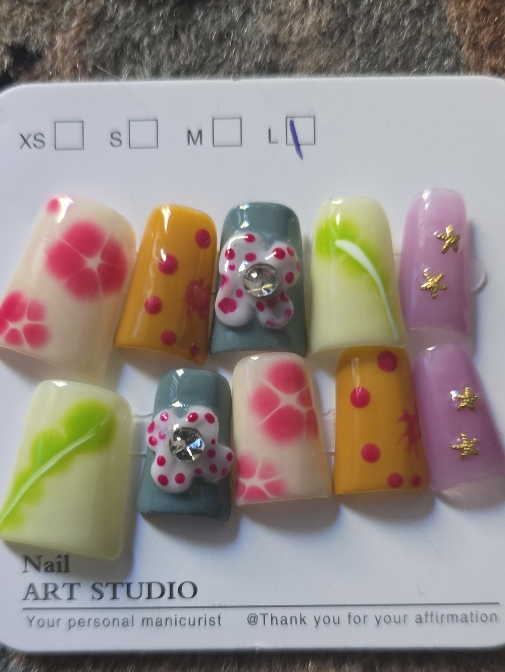 Floral Mix Press-On Nails — Multicolor Spring Set Size Large
